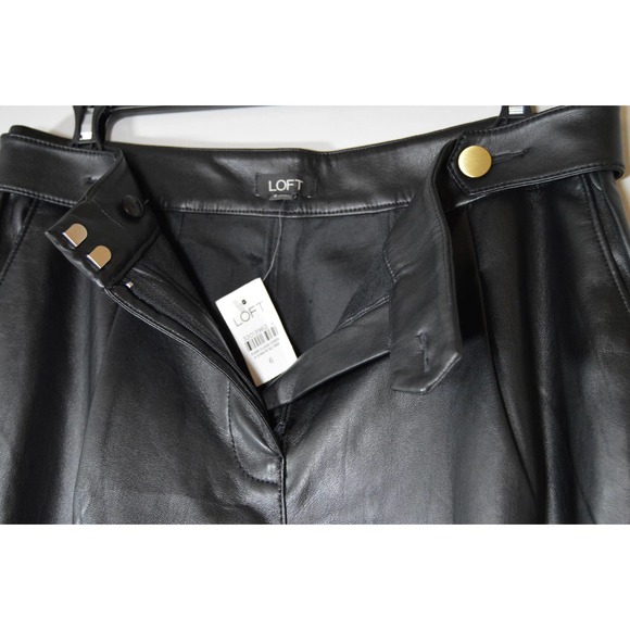 NWT LOFT black faux leather pants trousers size 6 - Picture 3 of 3